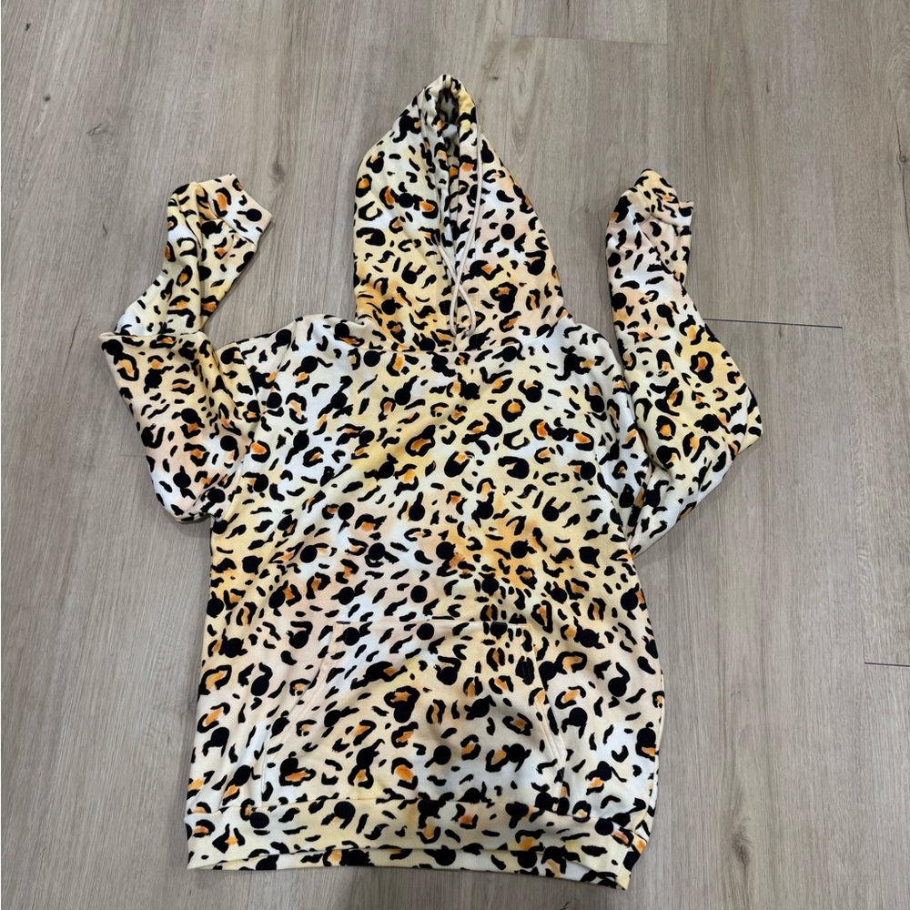 Celine Black and Tan Leopard Print Hoodie